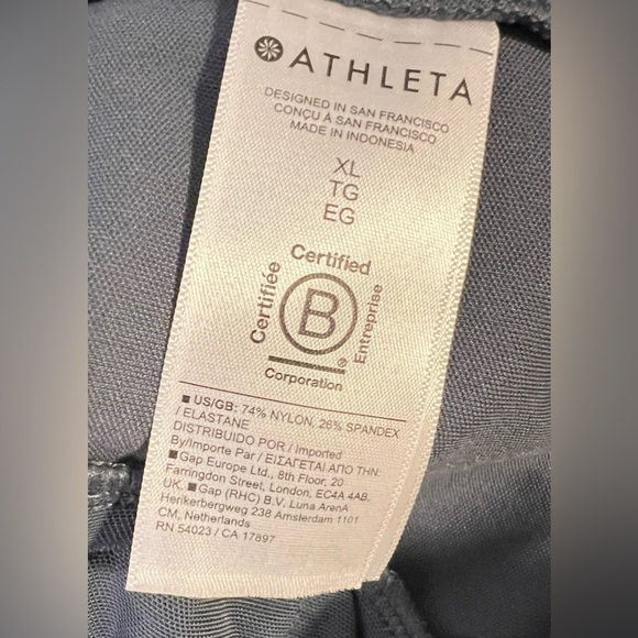 Athleta Venice wide leg, track strip pant Granite blue, white stripe - Picture 9 of 10